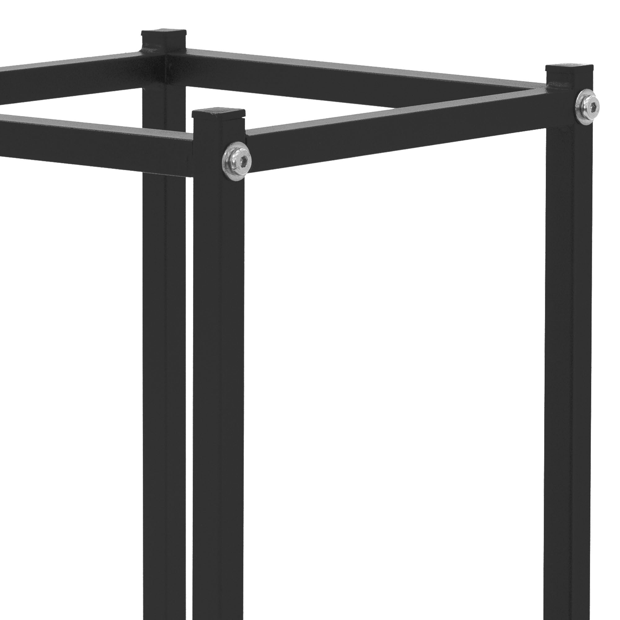 ML-Design Estanteria Metálica para Leña 33 x 33 x 115 cm Soporte Organizador de Madera para Interior o Exterior, Leñero Negro Moderno Junto a Chimenea/Fogata Estructura de Acero para Apilar Troncos