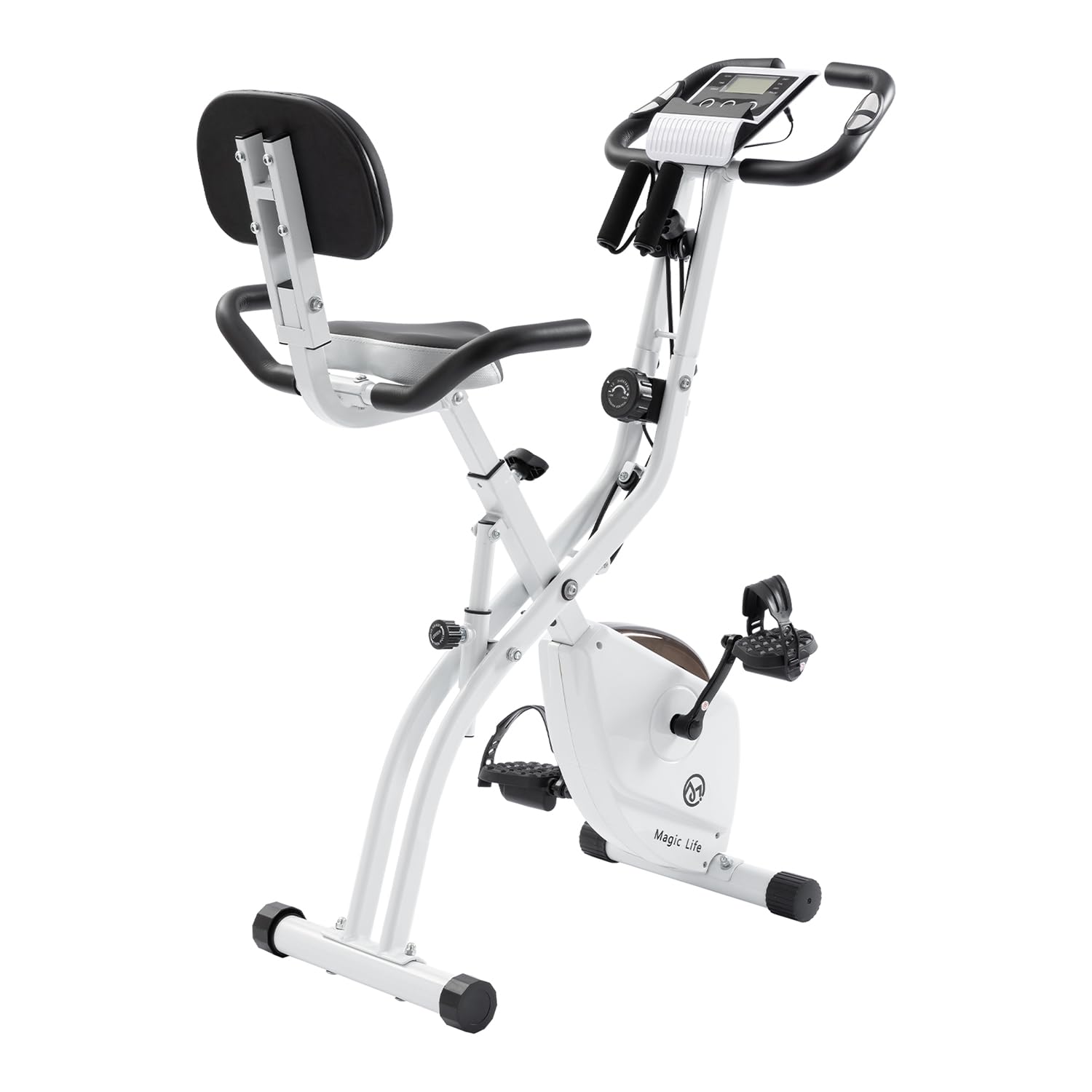 Bicicletta pieghevole con resistenza magnetica regolabile a 10 livelli. La cyclette pieghevole verticale e reclinata è la bici da allenamento perfetta per uso domestico per uomini e donne.