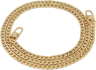 47.3inch Flat Chain Strap, DIY Iron Handbag Chains Replacement Straps, Purse Straps Shoulder Crossbody Wallet Chain (Gold)