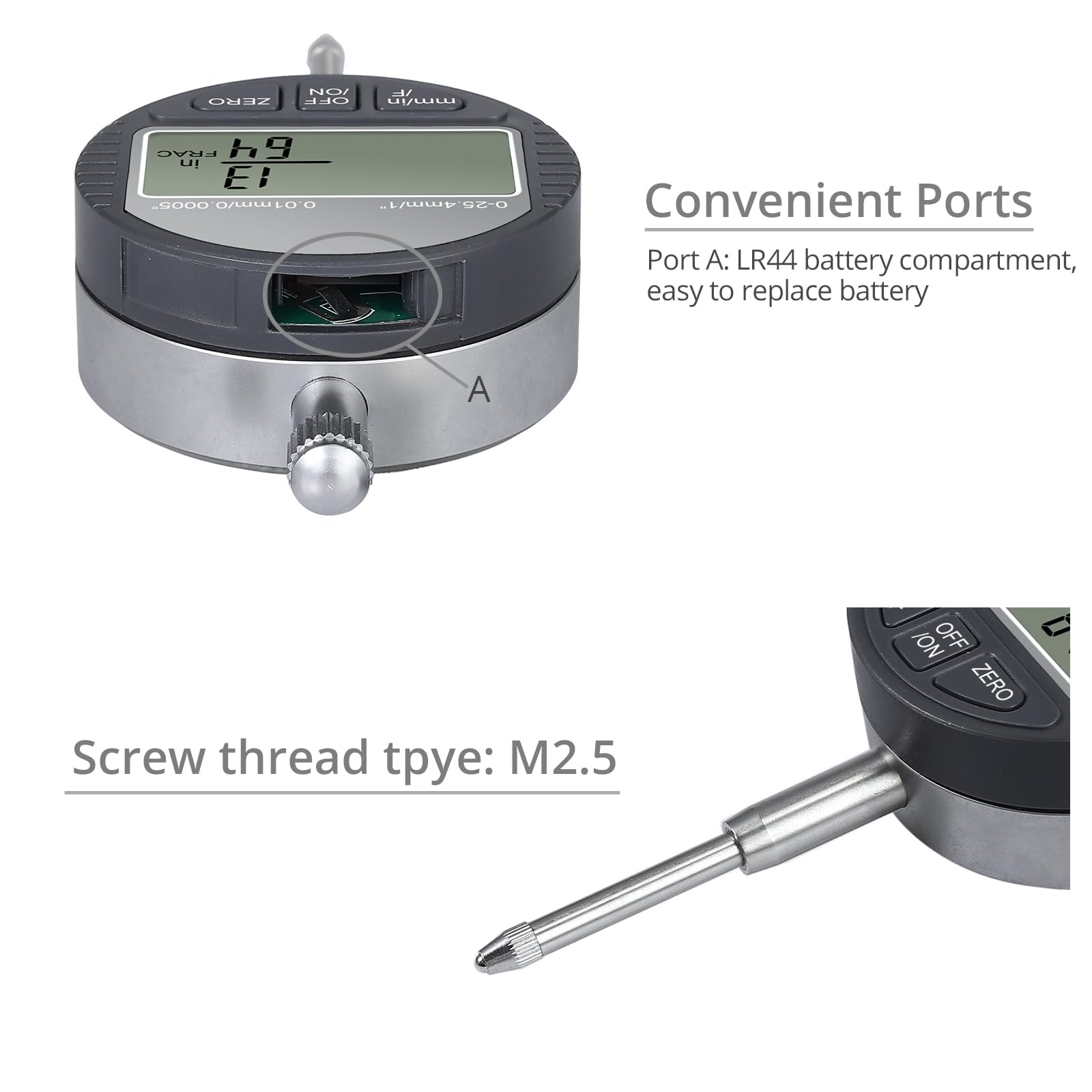 Neoteck DTI Comparateur Numérique 0-25.4mm - Indicateur De Sonde Électronique Avec Écran LCD, Résolution 0.01mm
