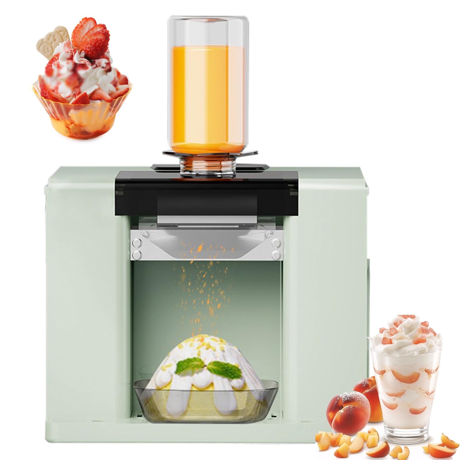 XNZJHPP Portable Electric Shaved Ice Machine - 60KG/24H Snow Cone Maker with 750ml Capacity, Perfects for Desserts, Smoothies, Slushies & Summers Treats (Green)