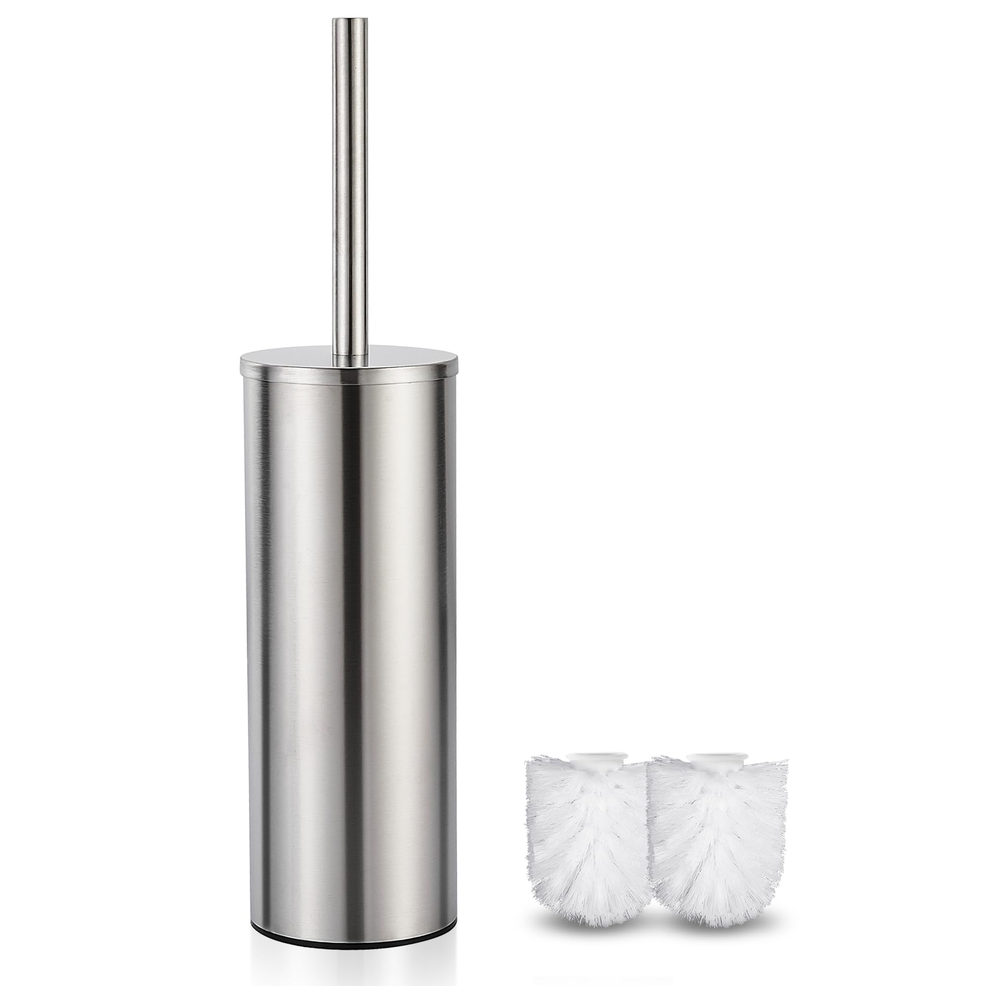FIISAYL Klobürste Toilettenbürste WC Bürste mit Klobürstenhalter Bürstengarnitur mit Edelstahlgriff und -sockel, Silber Matt