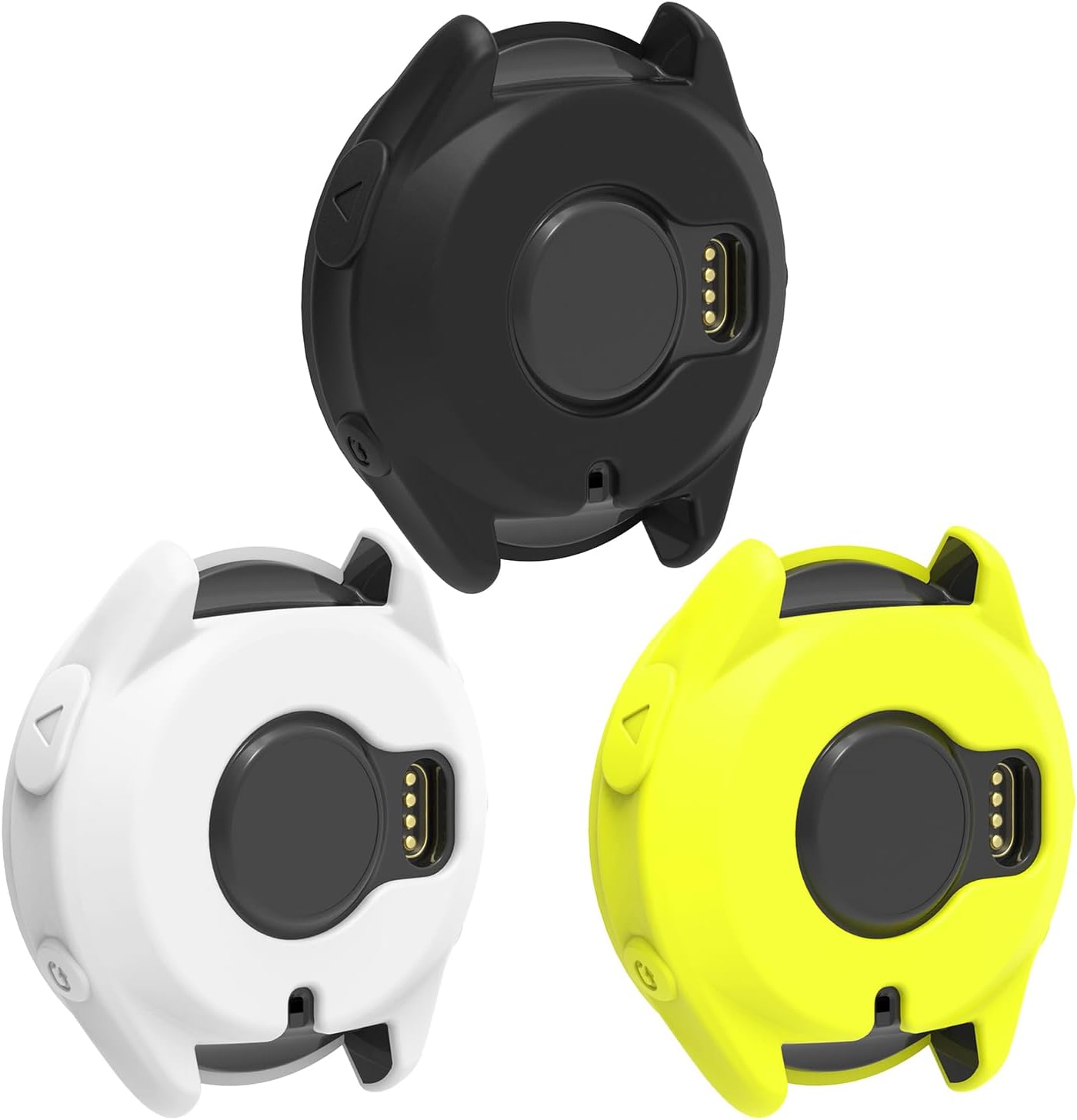 3 Pack Watch Cases Cover Intended for Garmin Forerunner 965 Silicone Protective Case Shell Smartwatch Accessories (Black+White+Yellow)