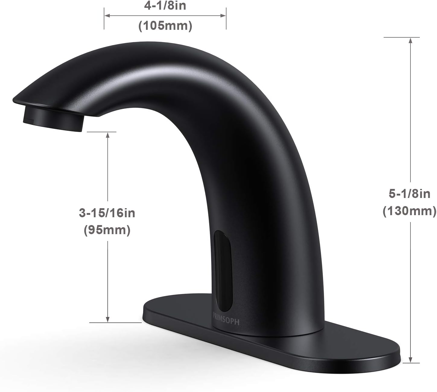 🔥 PRIMSOPH Black Automatic Motion Sensor Touchless Bathroom Sink Faucet with Hole Cover Plate,Battery or Plug-in Powered with Control Box and Temperature Mixer,Hands Free Bathroom Tap,Cupc Listed