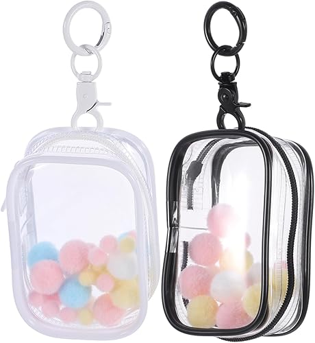 Toyvian 2 bolsas pequeñas de almacenamiento para muñecas, figuras de acción, bolsa transparente con llavero, organizador con cremallera, caja de