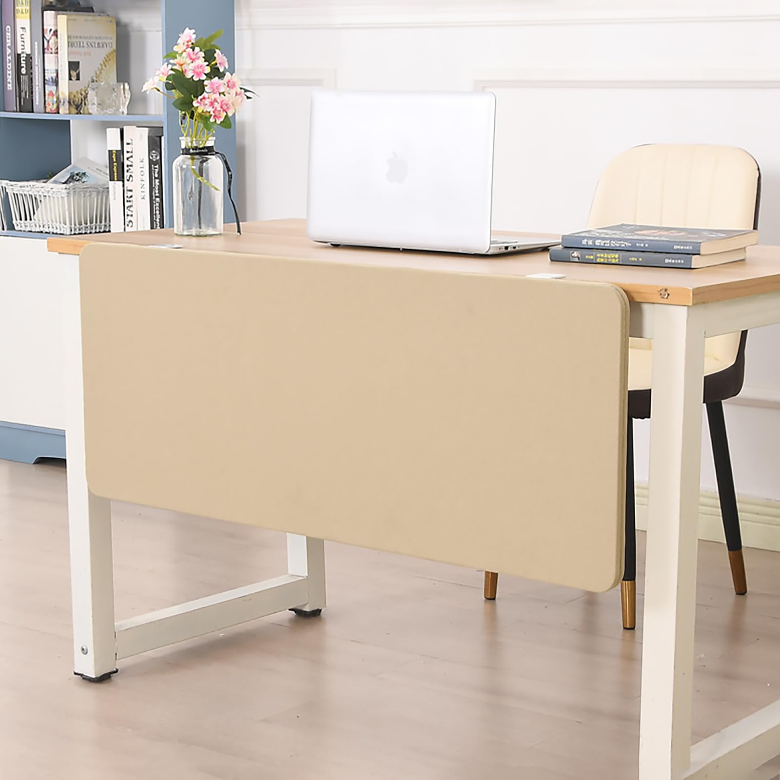 GJZQDKX Under-Desk Privacy Divider Soundproof Office Shield Panels for Standing Workstation 47''x15.8'' Beige for Enhanced Focus and Comfort