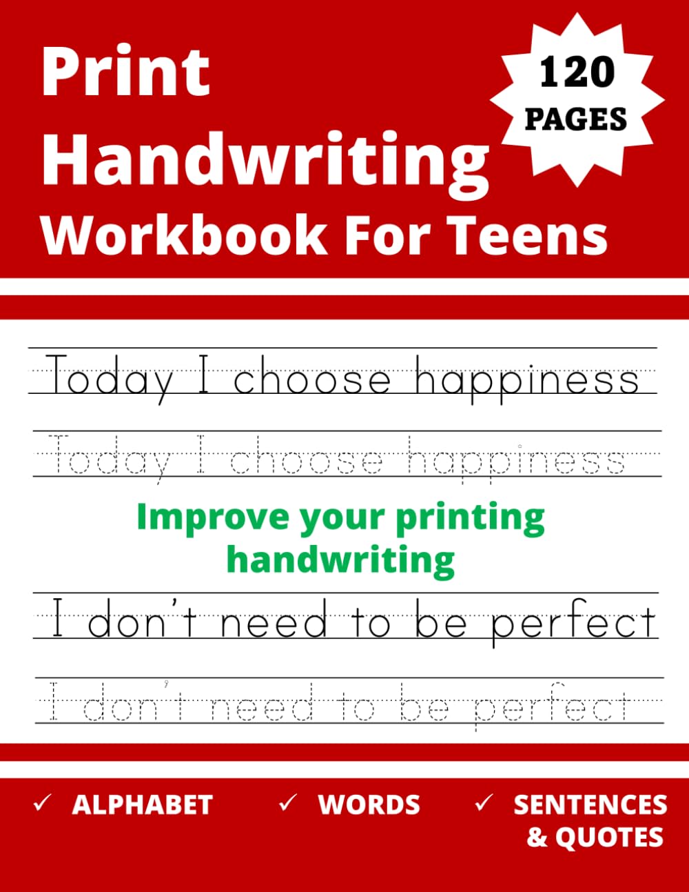Print Handwriting Workbook For Teens: writing practice workbook for young adults and teens . Improve your printing handwriting