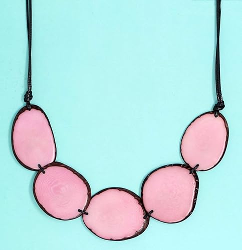 Miniatura 5 de Tagua Necklace Pink Chips Handmade Fair Trade, Adjustable lightweight by Florama Natural Jewelry