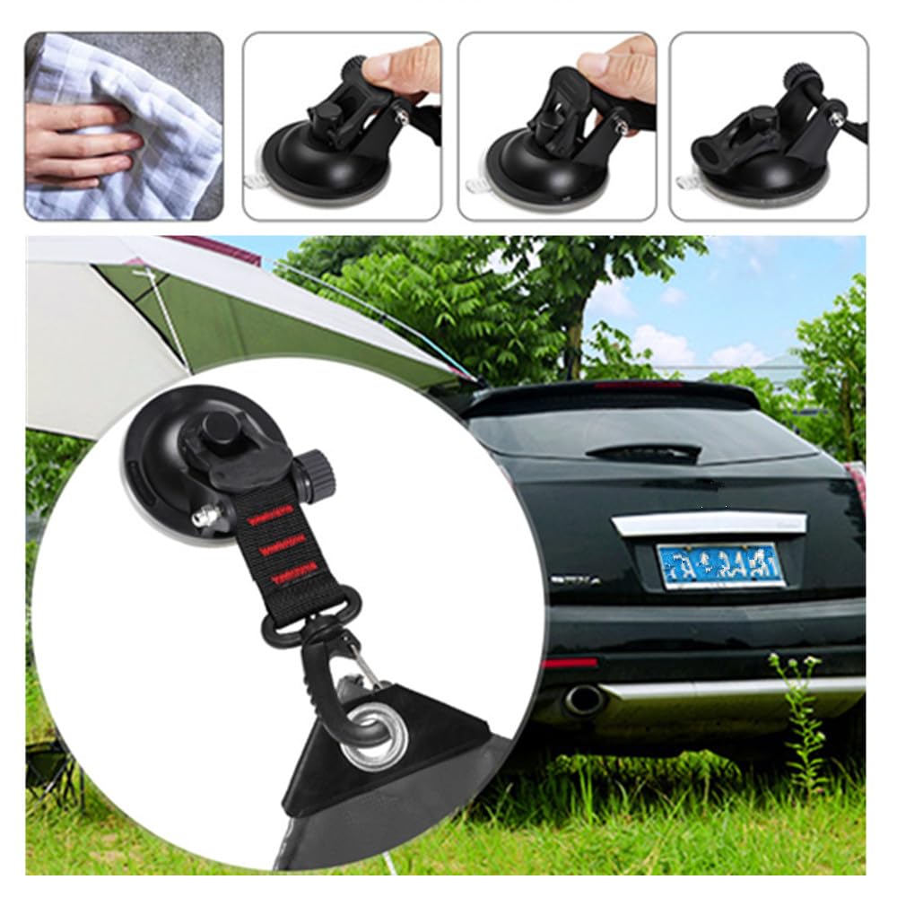 Juego de 4 ventosas para camping, ganchos de ventosa para camping, gancho de ventosa para camping con 4 ganchos en S/Ventosas fuertes para toldos laterales de auto, tiendas de campaña