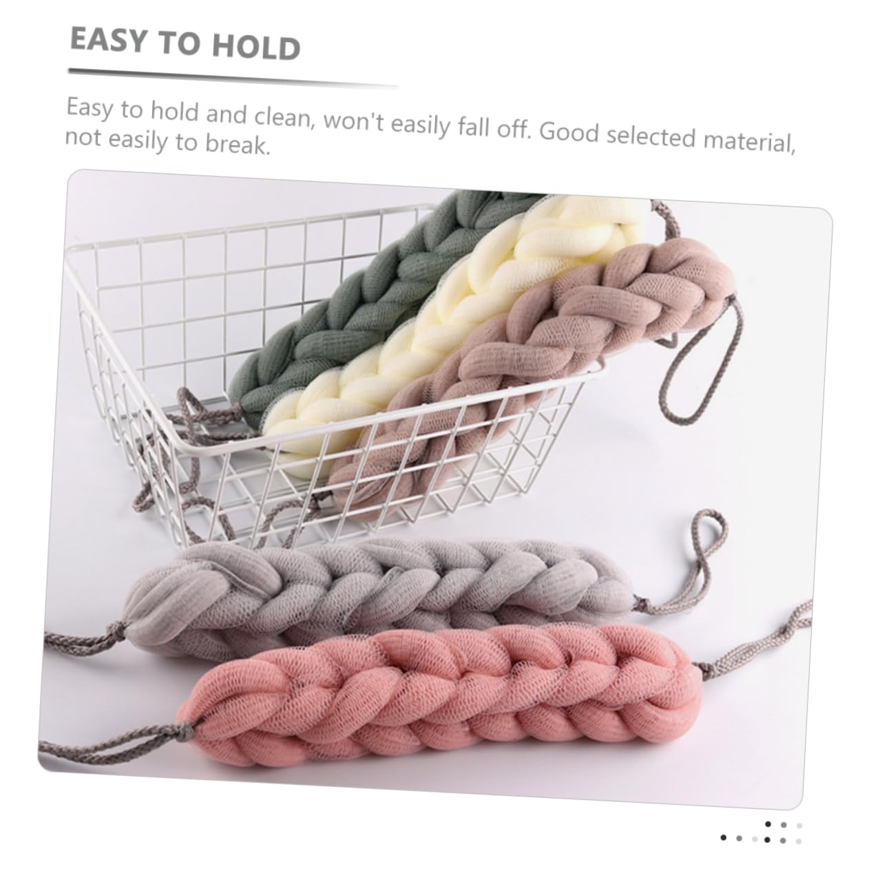 Holibanna 4pcs Bath Loofah Soft and Durable Body Scrubbers for for Smooth Skin and Easy Cleaning Convenient Hanging Design