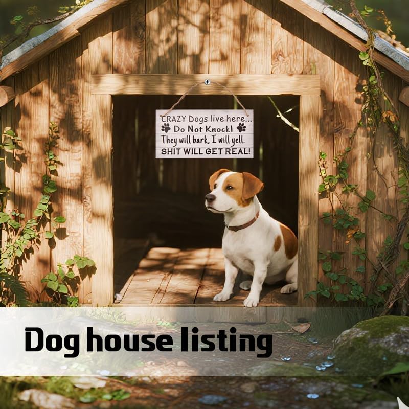 Please Do Not Knock or Ring Doorbell Wood Decor Funny Sign Dog Owner Hang Tag Front Door Wall Farmhouse Welcome Sign Doggie Wood Plaque Decor Ornament Crazy Doggie Live Here Please Do Not Knock image 4