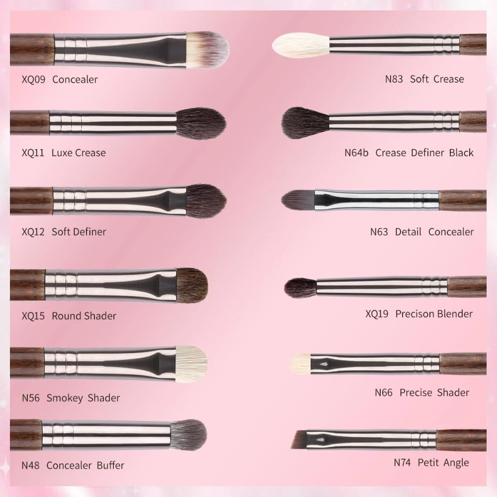 Lot de 12 pinceaux de maquillage pour fard à paupières, sourcils, lèvres (XQN12PCS3TZ1)