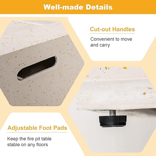 Miniatura 5 de Tangkula Mesa de fuego para exteriores de 50,000 BTU, mesa rectangular de gas propano de terrazo de 42 pulgadas con encendido automático, quemador