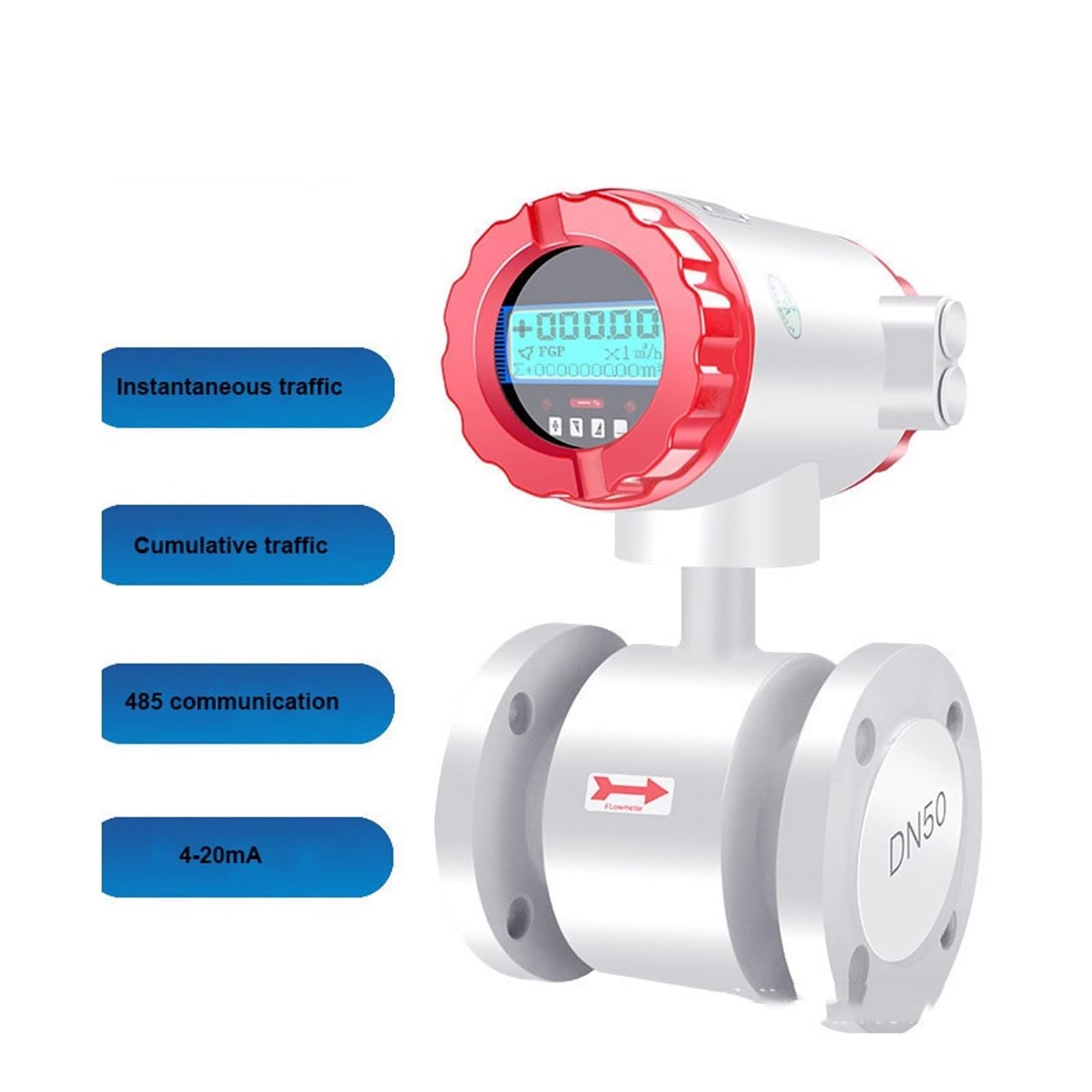 caudalímetro de líquidos, Medidor de flujo electromagnético inteligente, tubería de agua líquida, aguas residuales, pantalla Digital, medidor de flujo de líquido electrónico DN200 de gran calibre(DN25