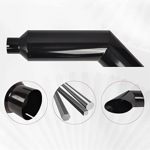 Miniatura 3 de Entrada de 5 pulgadas, salida de 8 pulgadas, acero inoxidable, color negro, brillante, corte en ángulo, punta de escape diésel, punta de escape