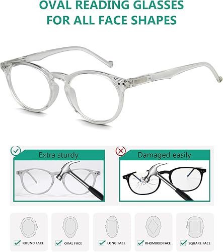 Miniatura 4 de Eyekepper Gafas de lectura ovaladas con bisagras de resorte para mujer + 2.25 montura transparente gafas de lectura redondas para mujer