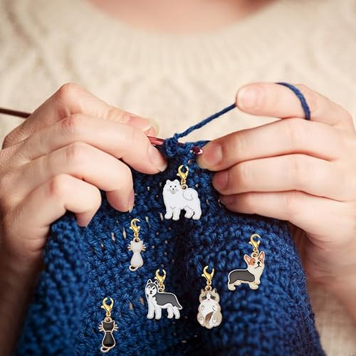 Miniatura 6 de BENECREAT Cadena de contador de filas de acrílico para tejer con cuentas de aleación esmaltada y marcadores de puntada de bloqueo para tejer tejer