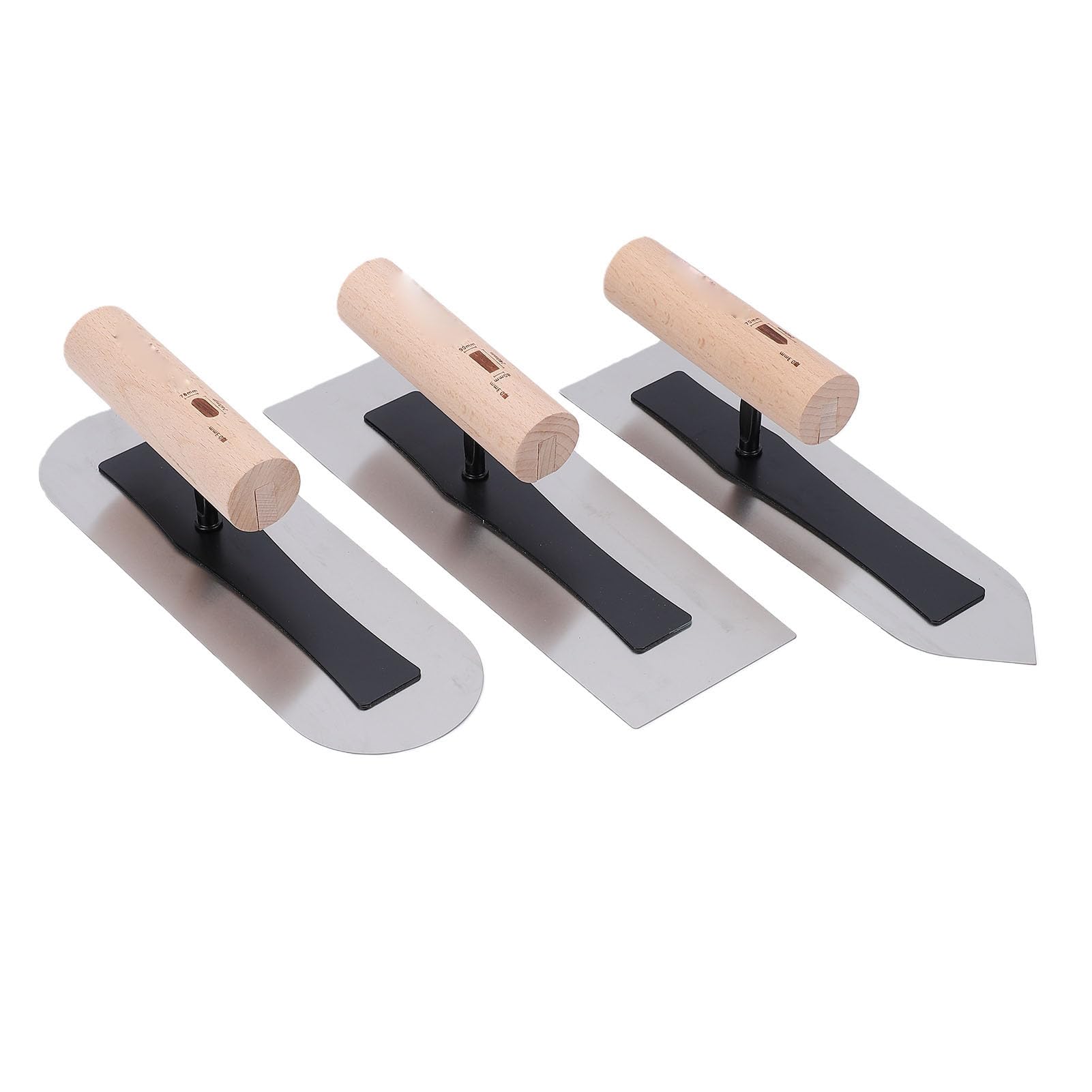Cazzuola per Cartongesso, Set di 3 Spatole per Intonaco con Lame in Acciaio Inossidabile Lucidato, Spatola per Margini con Manico in Legno per Riparazioni di Cartongesso, Lisciatura delle