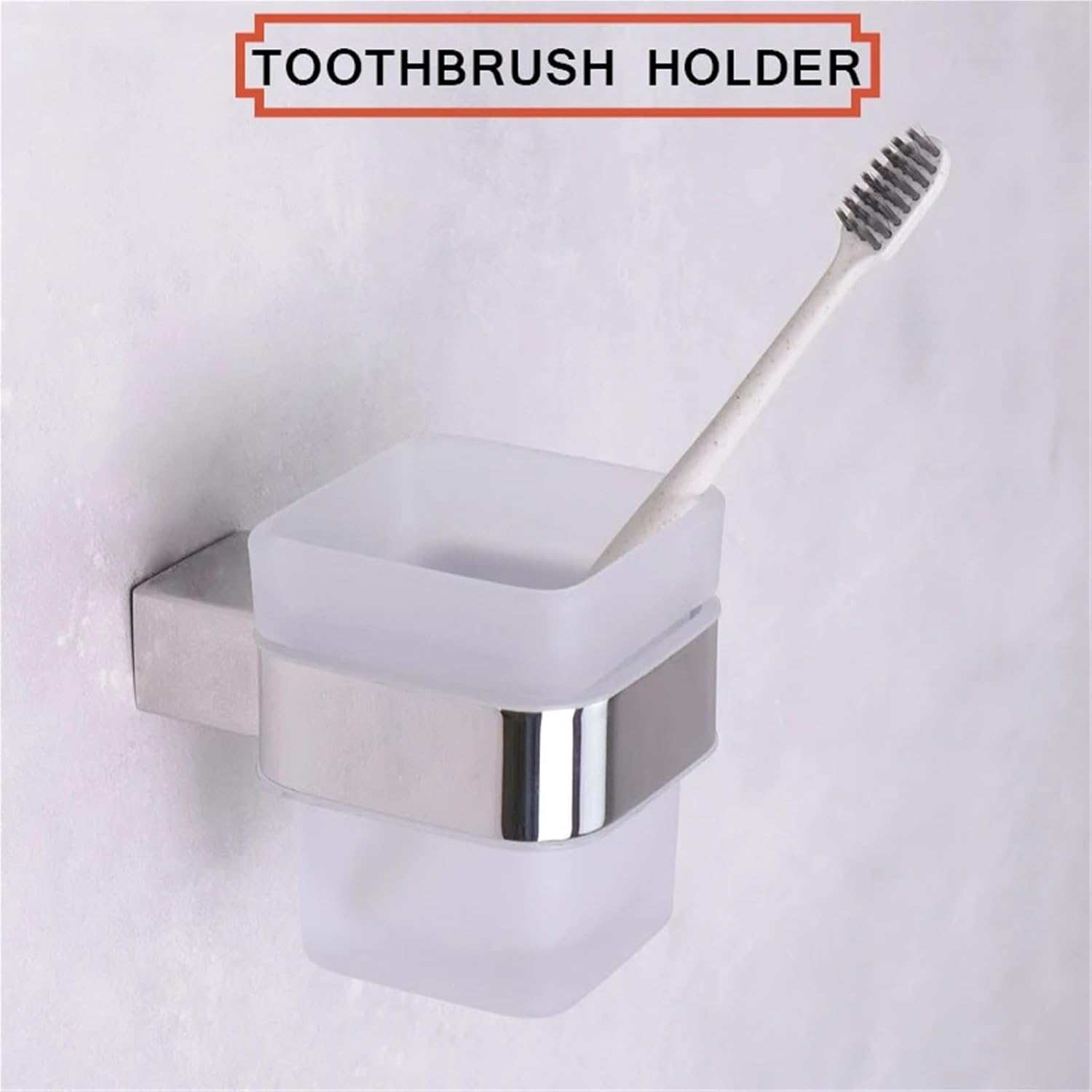 Chrome Glass Toothbrush Holder Paper Rack Robe Hook Shelf Soap Dish Toilet Square Bathroom Accessories(Toothbrush Holder)
