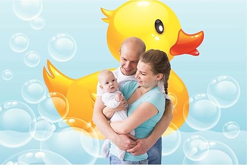 Miniatura 5 de Renaiss Telón de fondo de pato amarillo de 5 pulgadas de ancho x 4 pies de alto para natación, pato, pato, burbujas, juguete de fotografía para