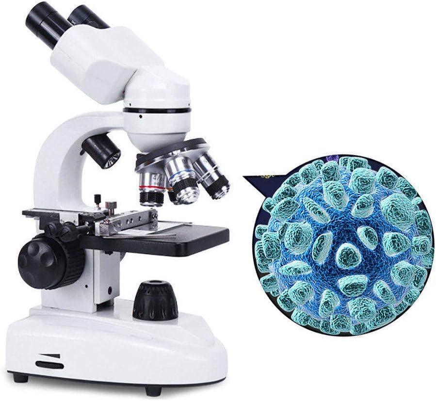 MHWL Biological Microscope,10000X /15000X /20000X HD Binocular Optical Microscope for Educational Student Adults Science Experiment, Dual LED Illumination, Five Color Filter, 20000X