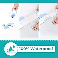 Vista 4 de Feather & Stitch - Protector de colchón de alta calidad, funda de colchón con cremallera, 100% impermeable, de punto de poliéster, absorbente, funda
