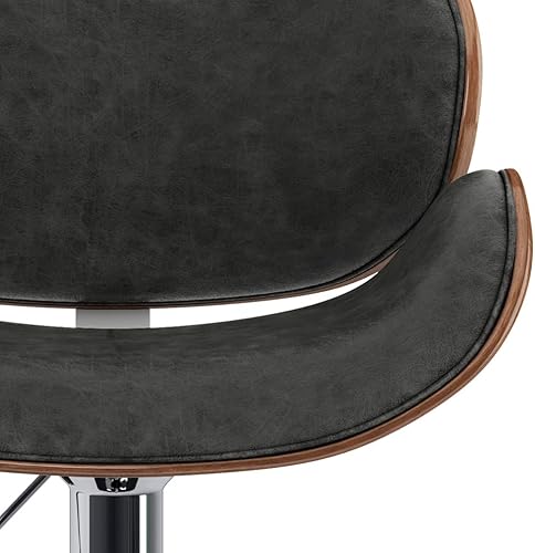 Miniatura 42 de SIMPLIHOME Marana - Taburete de bar giratorio ajustable – Silla tapizada de metal de 33 pulgadas de altura de asiento en piel sintética vegana