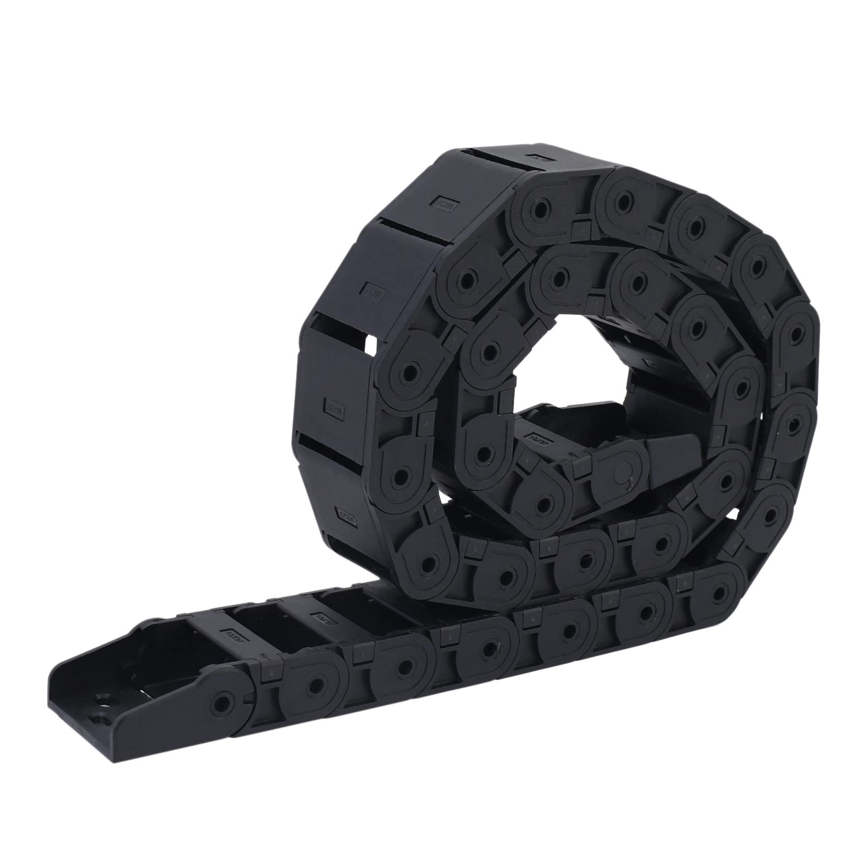 6 Piezas 18mm x 37mm Negro Flexible Cadena de Arrastre de Cable Semicerrada 1M 39.4 Pulgada