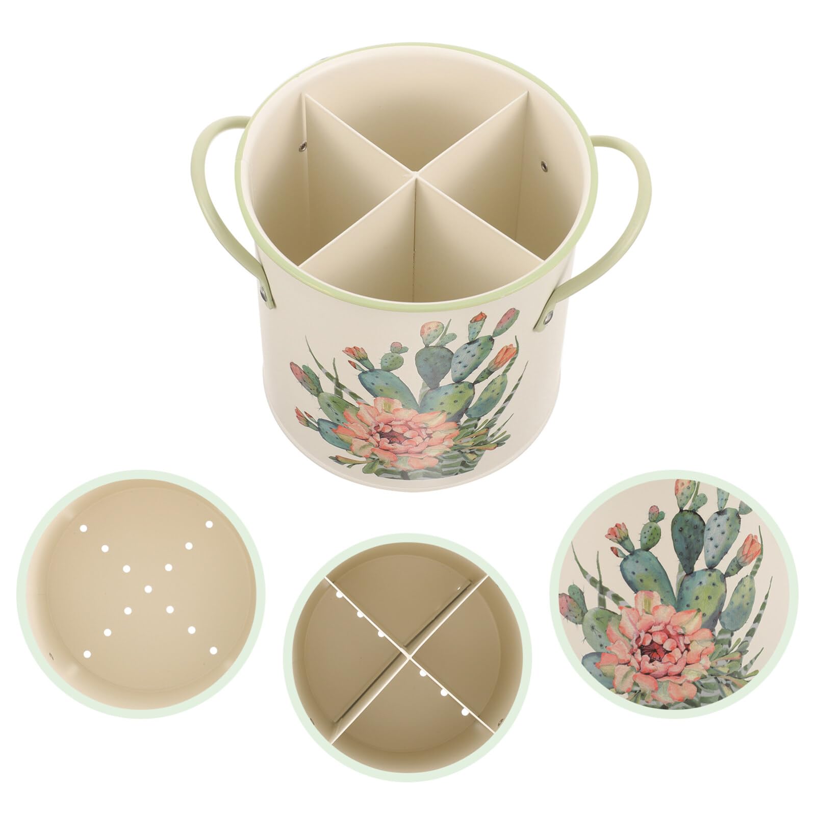 Amosfun Kitchen Utensil Holder: Vintage Bucket Sink Countertop Cutlery Kitchen Utensils Pot Cutlery Drainer Storage For Home