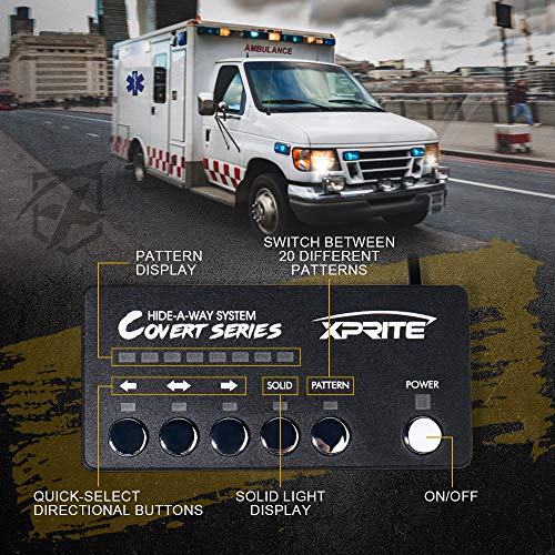 image for Xprite White LED Hideaway Emergency Strobe Lights Kit, 20 Flashing Mod