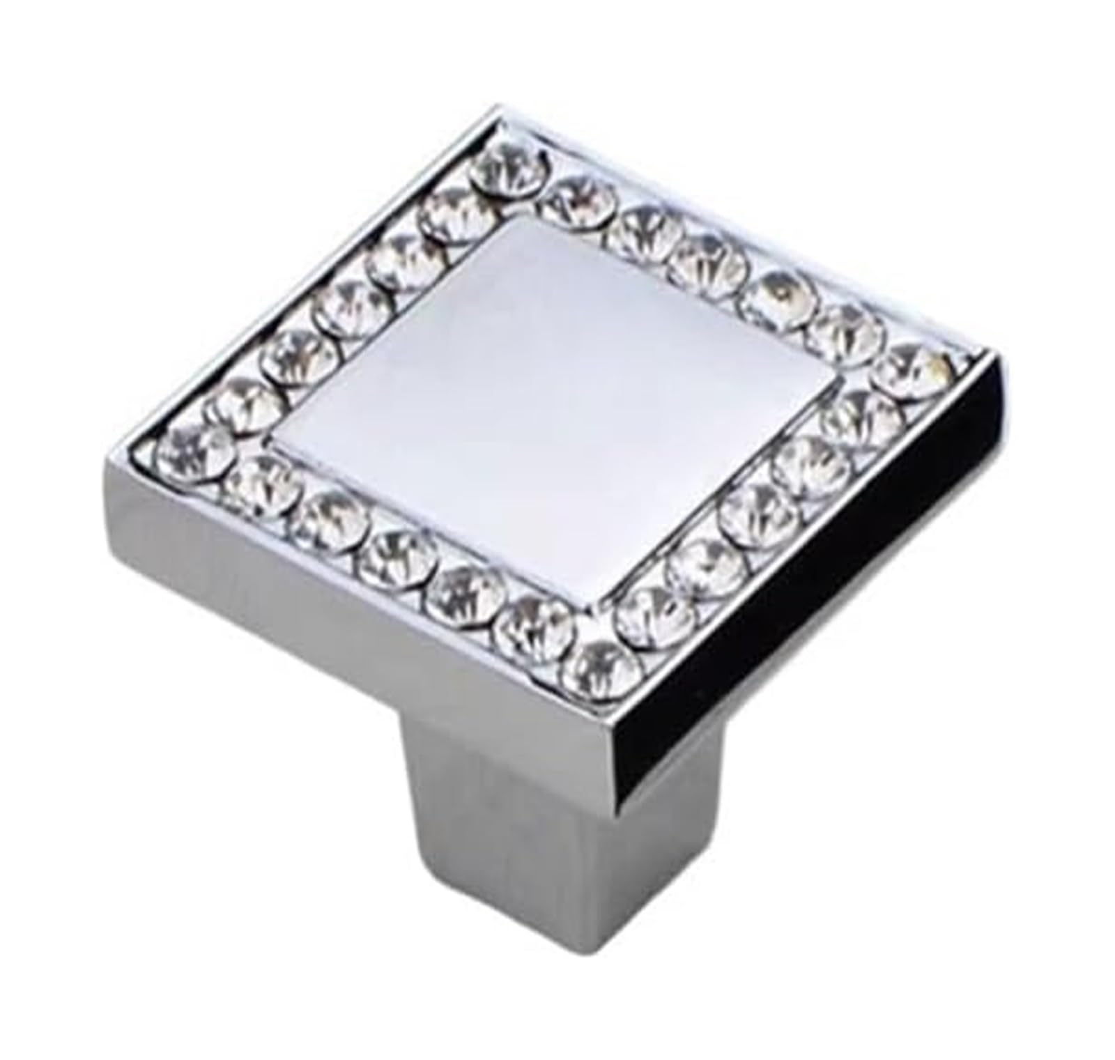 Opeximatun Drawer Knobs, Crystal Glass Square Cabinet Knobs and Handles Chrome Gold(Single Hole Knob)