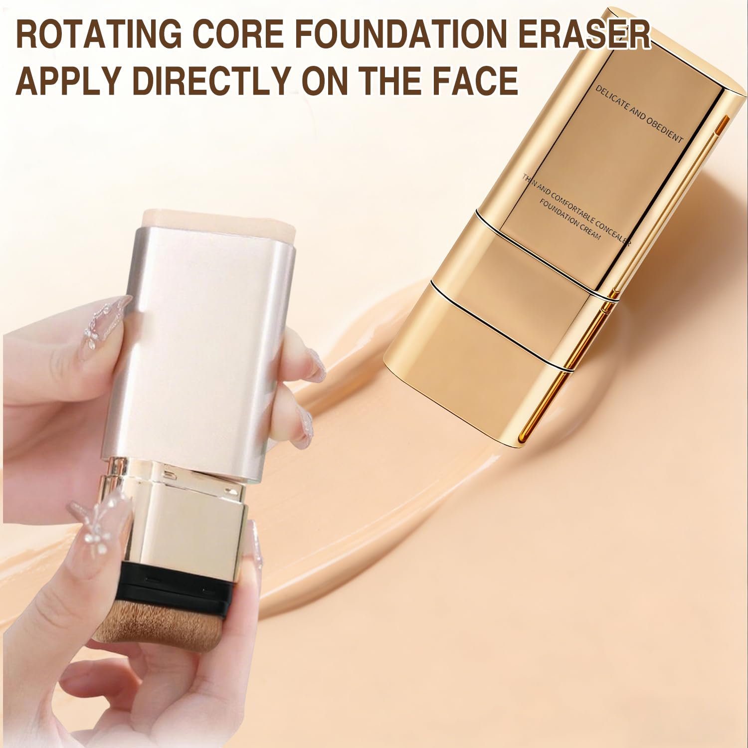 Photo 1 of 2PCS Dual-Ended Concealer Foundation Stick, Korean 3-in-1 Foundation Stick, Multi-functional Double Head Foundations Make up Sticks, Sweat-Proof for Flawless Finish All Skin Types (#03 Pinkish Beige)