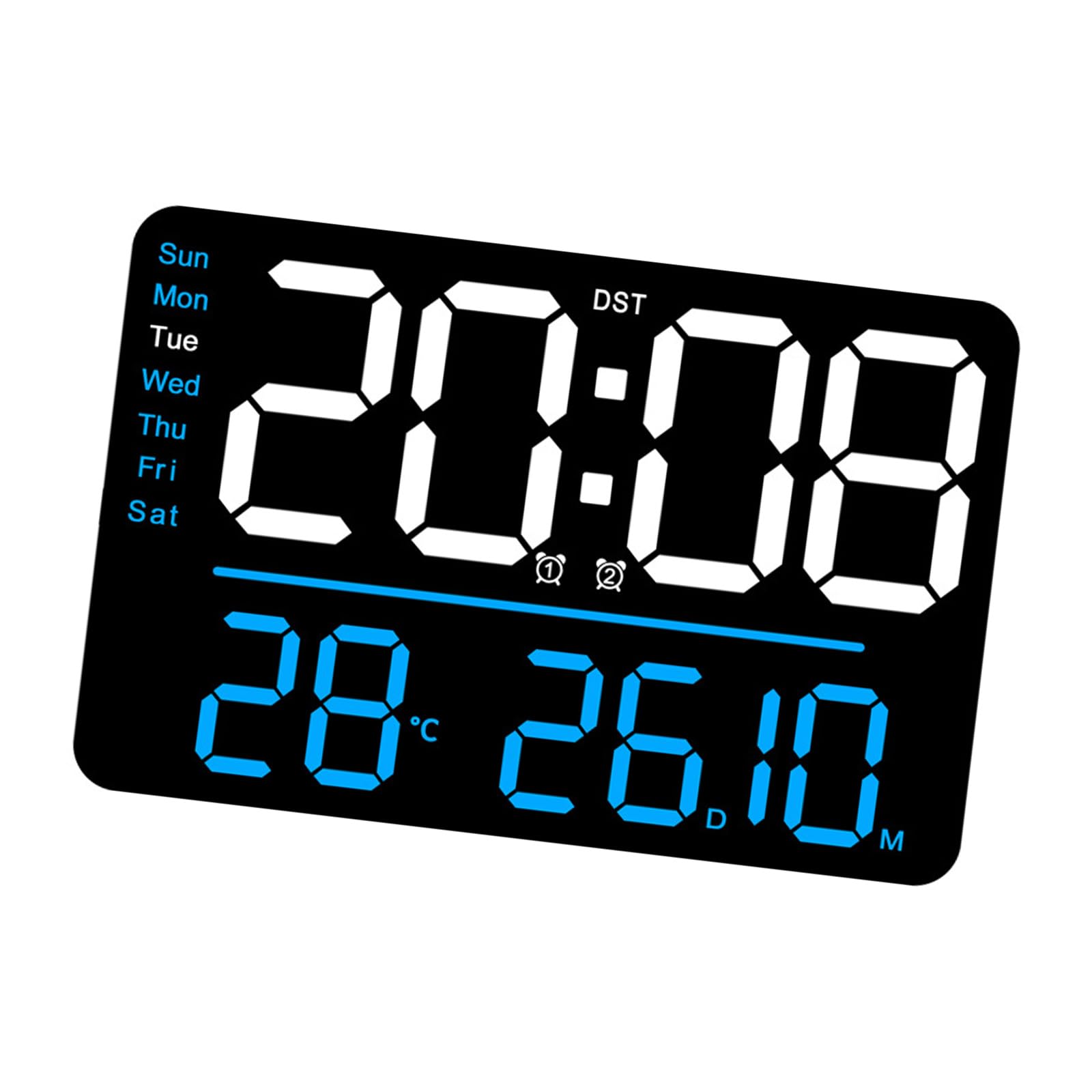 HDOYTXXM Digital Clocks Wall Clock Date/Week/Temperature Display 2 Alarm Clocks Contemporary Bedroom Alarm 11" Large Screen Wall Clock