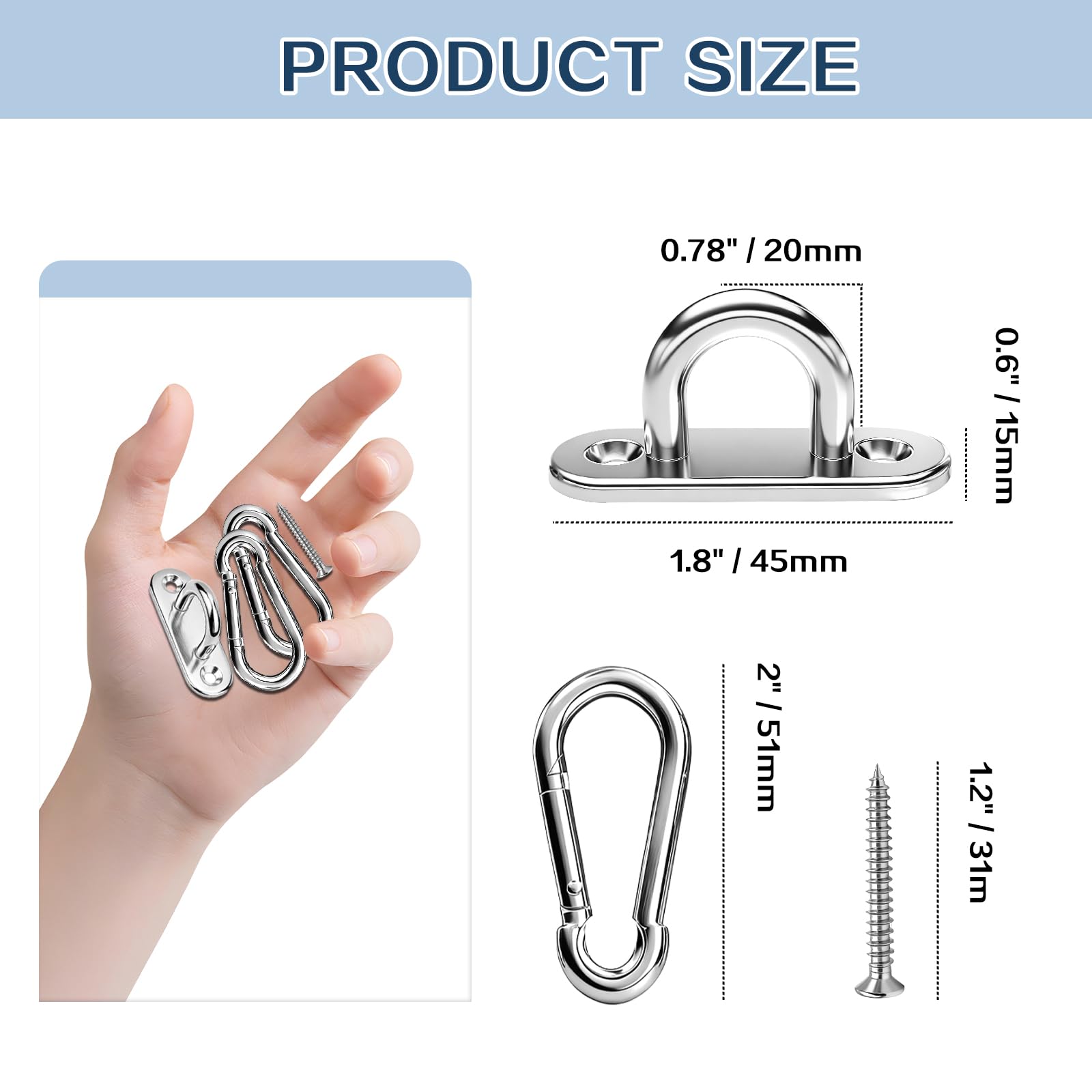 Stainless Steel Pad Eye Hooks - Heavy Duty & Rust-Proof -5