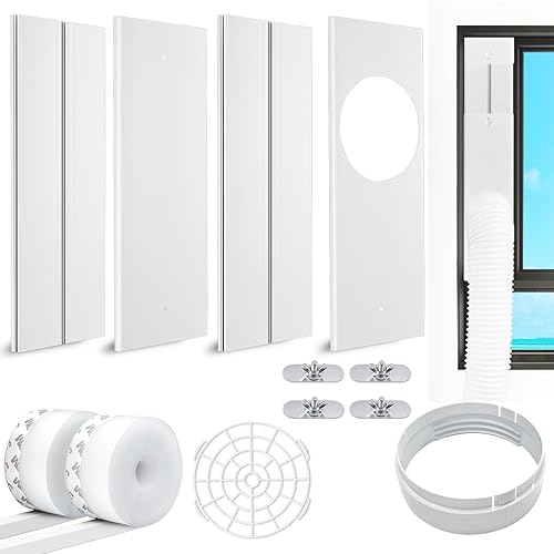 NWESTUN Kit de ventana de aire acondicionado portátil, kit de CA portátil con 2 sellos de ventana de 9.8 ft, kit de ventilación de ventana de CA