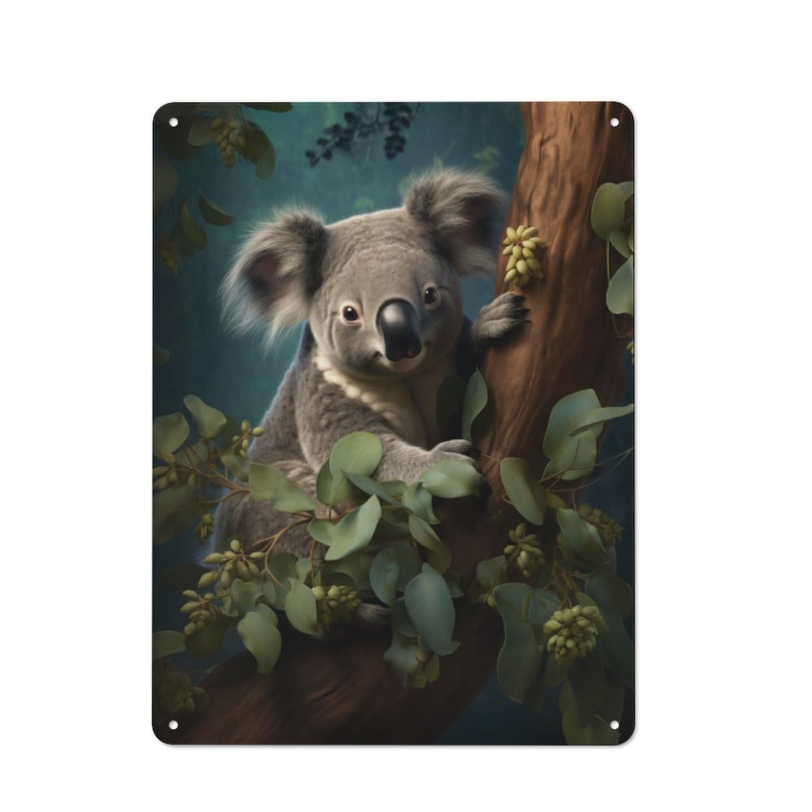 Junmoney Cute Koala On A Branch Old Fashioned Decorative Tin Sign 40X30cm, Nostalgic Wall Art For Bedroom, Office, Home Bar Or Dining Room
