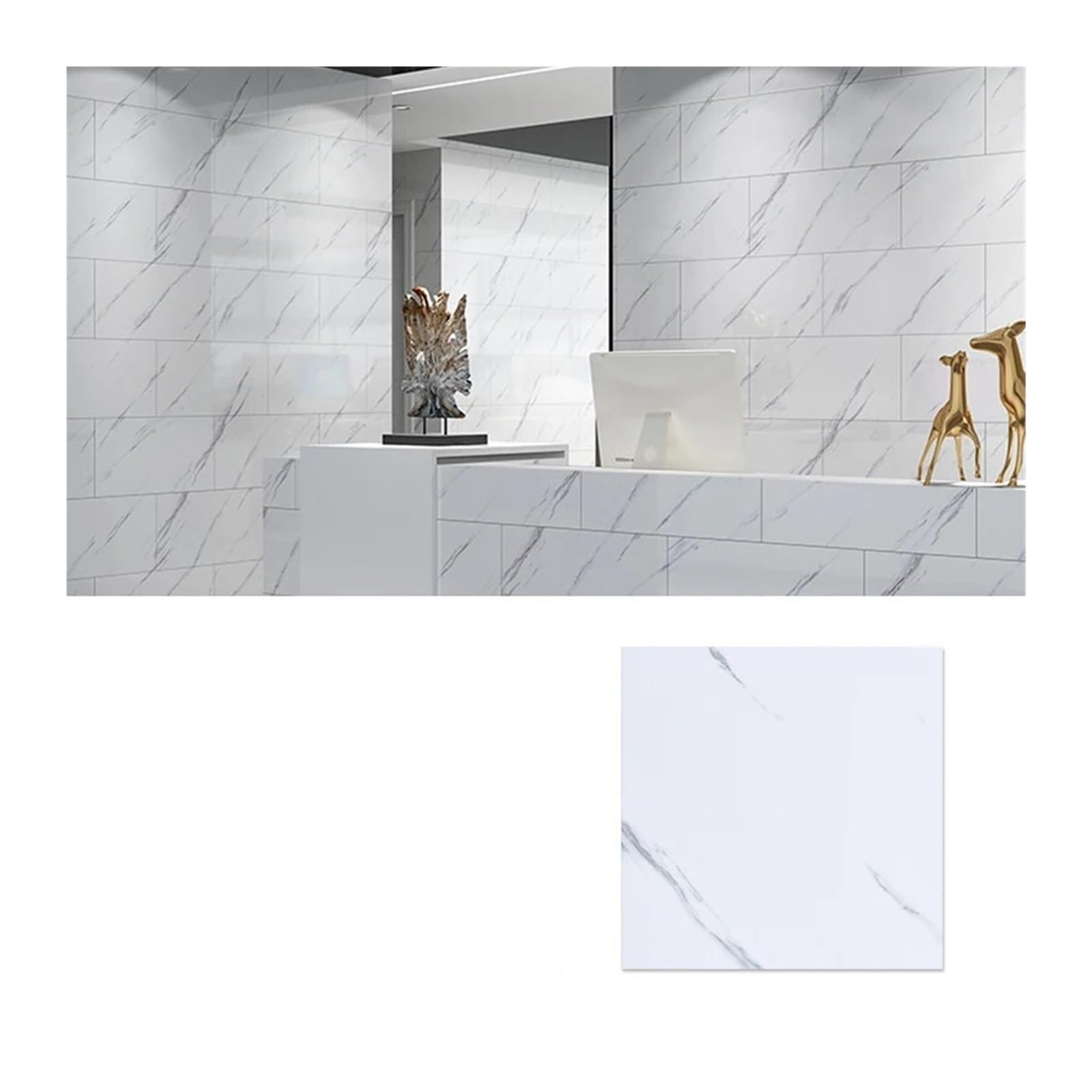 Bangha T01-40Pcs Vinyl Flooring Self Adhesive Floor Planks 40Pcs Waterproof Imitation Tile Floor Stickers 30 * 30Cm Bathroom Self-Adhesive Wall Decoration Decorations Living Room(T01-40Pcs)