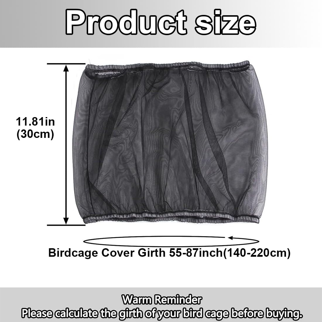Cubierta de jaula,2 pcs Cubiertas universales de jaula, cubierta de malla, para loros ajustable, malla de nylon suave, para jaulas, negro — view 6