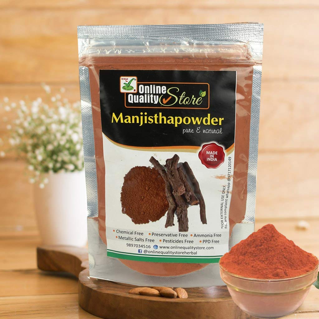 Online Quality Store Organic Manjistha Powder, 100g |Online Quality Store Manjistha Powder for Hair | Manjistha Powder for Face | Manjistha Powder for Skin |Rubia Cordifolia |100% Pure & Natural Manjistha Powder for Skin Whitening| Manjistha Powder for face, Hair Care & Skin Care 6 611e7gIXjpL. SL1024