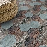 10 Pcs Self-Adhesive Hexagonal Matte Frosted Vinyl Floor Wall Tiles Sticker for Home Decor, Peel and Stick Wood Effect foaming Flooring Tiles, 20cm/8inch, American Retro