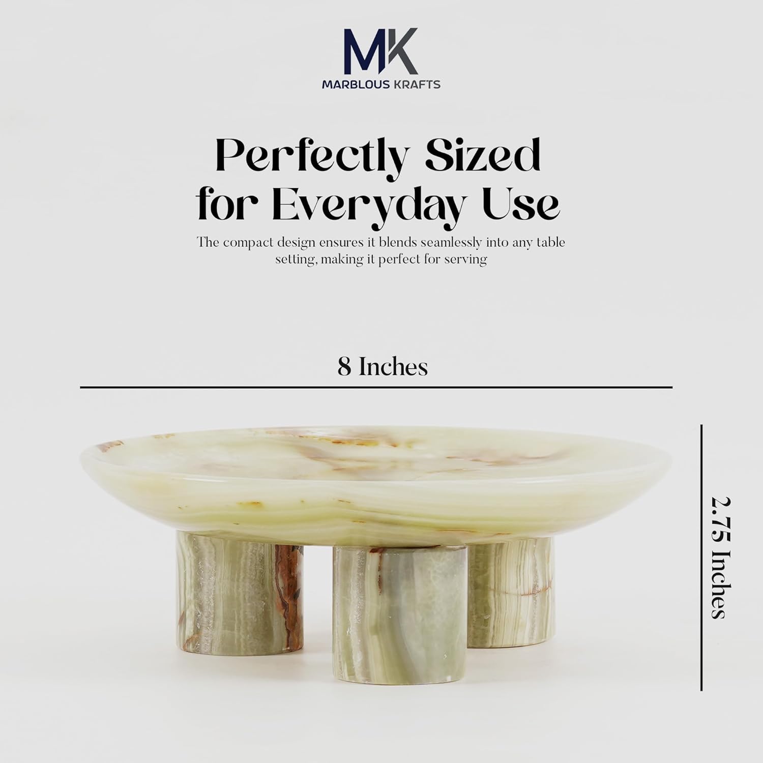 Green Marble Decorative Tray 8' inch Perfume Organizer Tray for Jewelry Storage, Stylish Vanity Accessory for Bathroom Countertop and Kitchen Decor