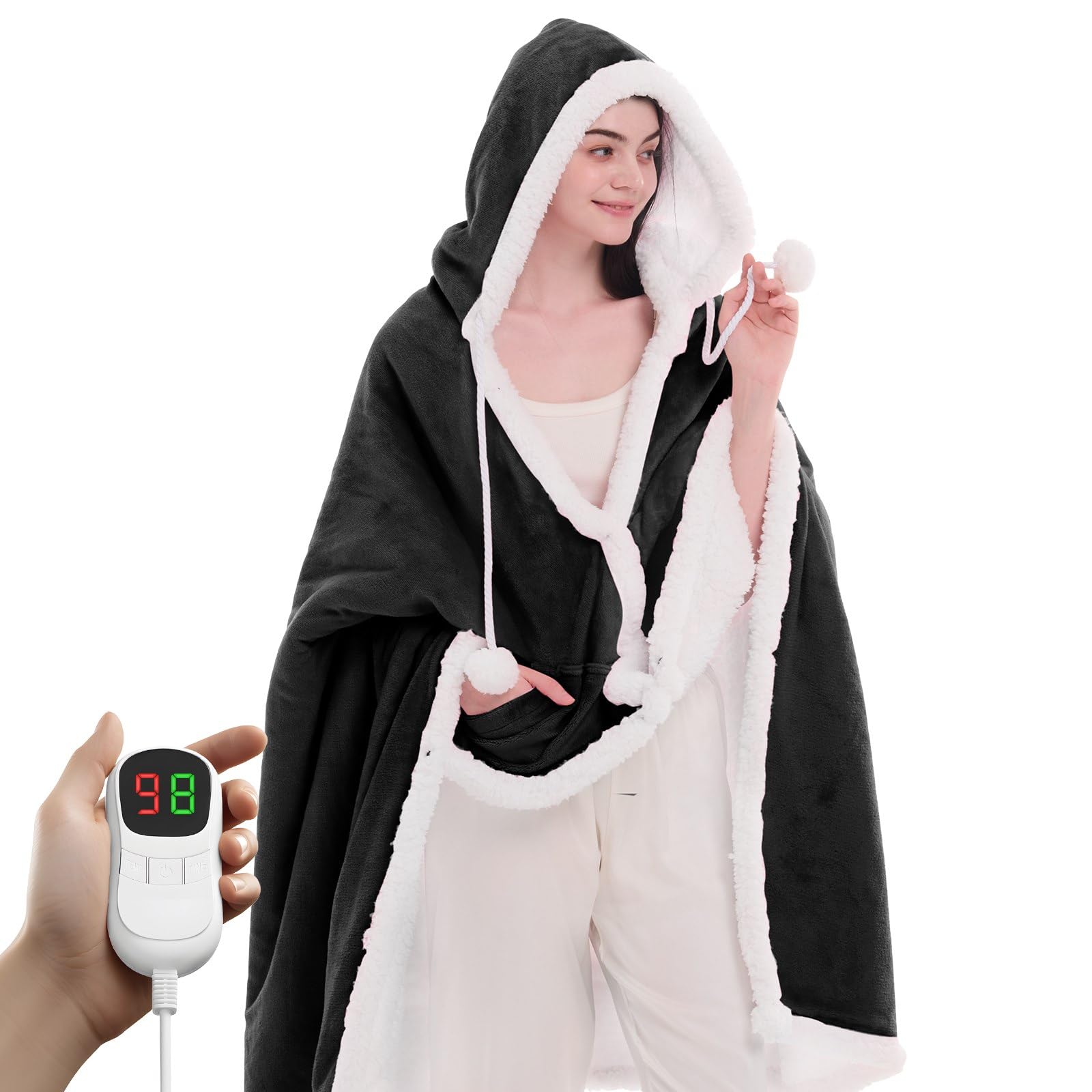 Homemate Wearable Corded Electric Blanket Heated Shawl Overheat Protection