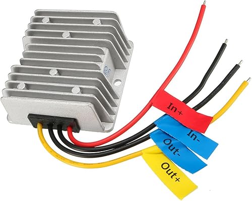 TOP-VIGOR Convertidor de voltaje de gran tamaño CCDC DC 12V Paso hasta DC 19V 6A 114W, impermeable IP68 convertidor de voltaje regulador