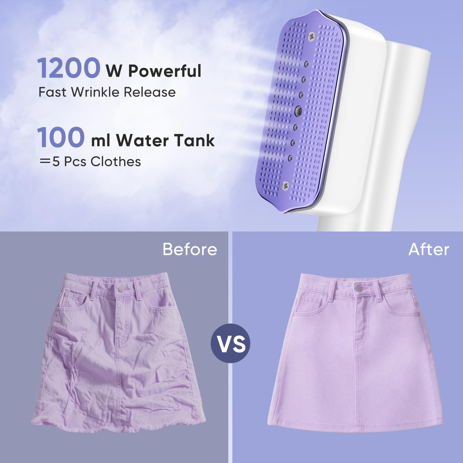 ZStarlite Travel Steamer for Clothes,100-240V Dual Voltage Clothes Steamer,2 in 1 1200W Handheld Garment Steamer Clothing,4 Modes - Image 5