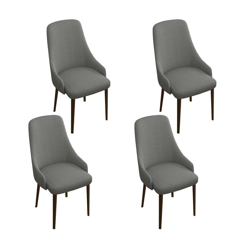 Funda para Silla De Comedor De Respaldo Curvo con Reposabrazos Bajos Fundas Elástica para Silla De Orejero Funda Lavable para Silla Auxiliar Y Decorativa,Dark Gray,4pcs