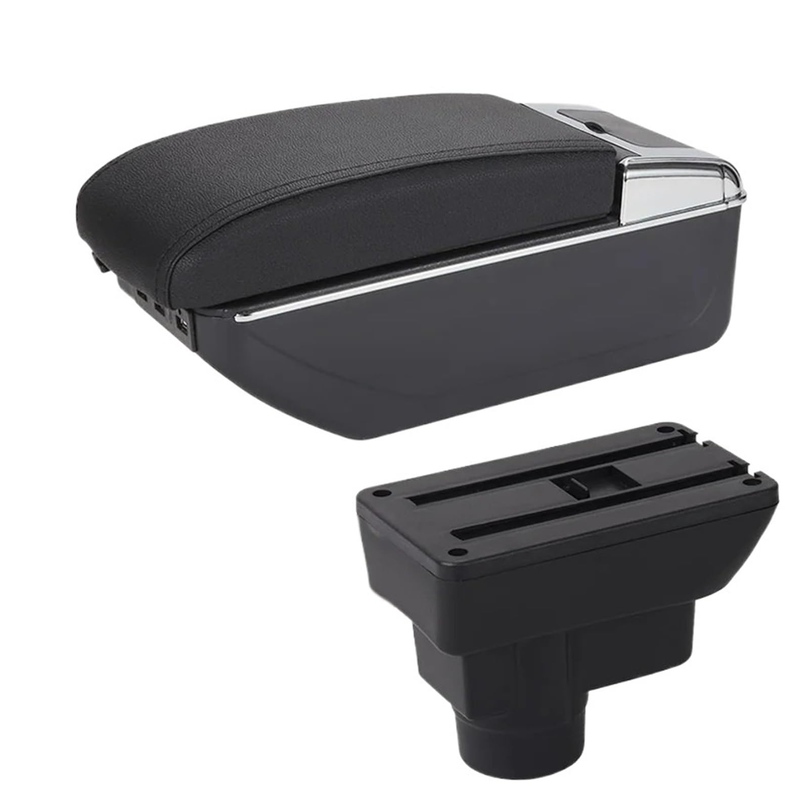 UMDJJU For Opel For Corsa D Car Armrest Backrest Interior Retrofit Part Storage Box Accessorie Car Centre Console Armrest Box(A2 Black line 7USB)
