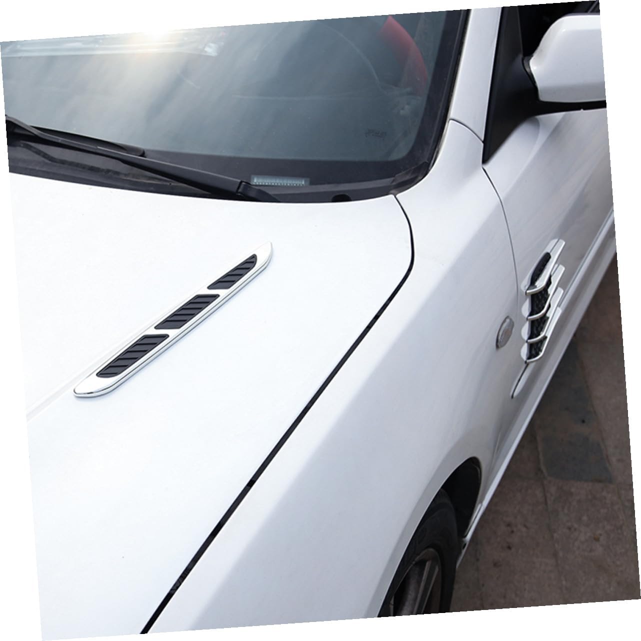 2 Pairs ABS Simulated Car Hood Vent Covers for Engine Cover