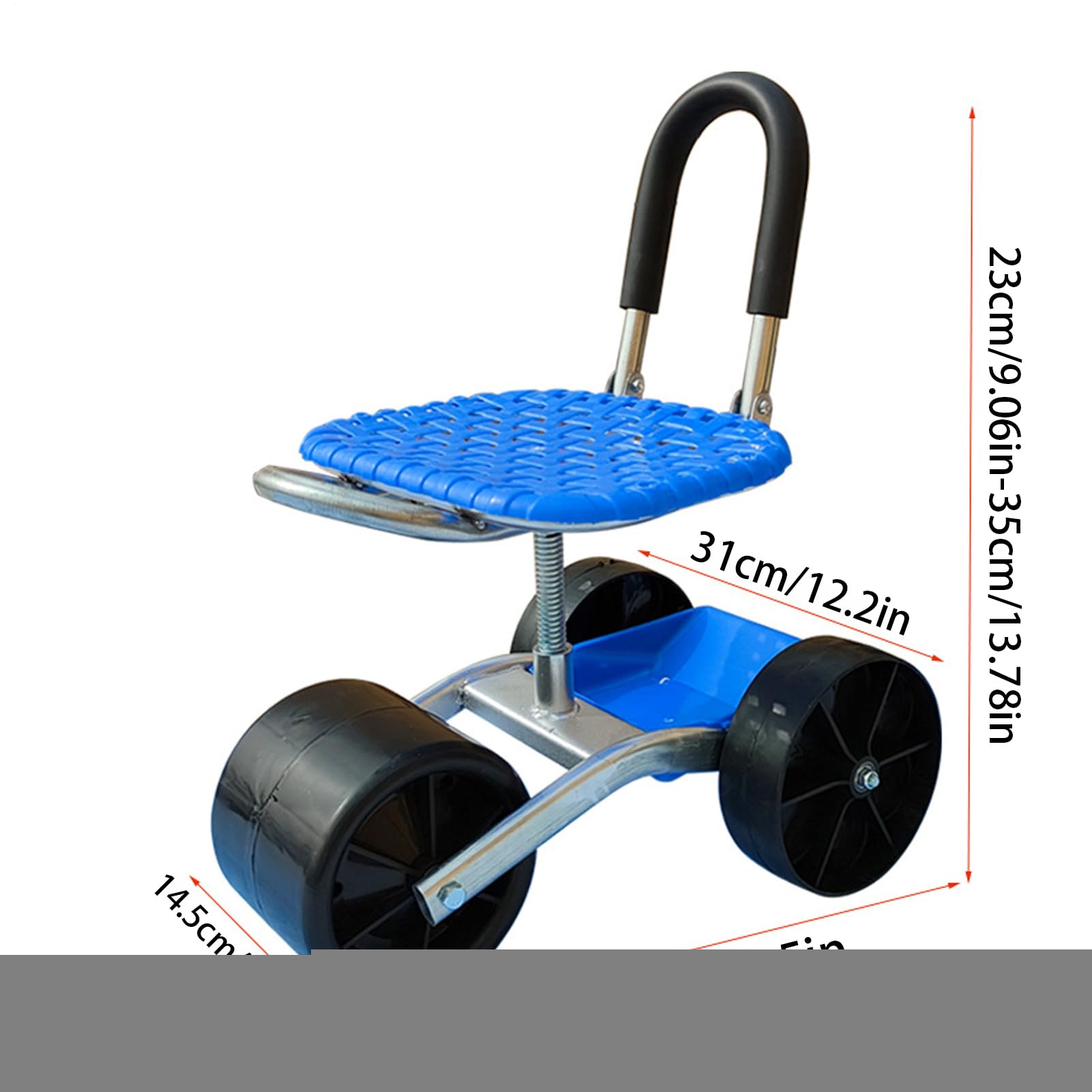 Siedzisko Ogrodowe Z Kółkami Obrotowy Stołek 360° | Wózek ogrodowy z siedziskiem i kółkami Mobilny Stołek, Krzesło I Wózek Do Odchwaszczania Trawnika, Patio, Tarasu, Ogrodu I