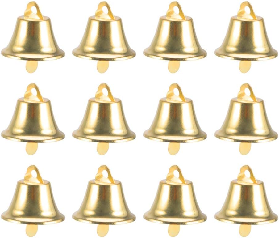 Amosfun 100Pcs Craft Bells Jingle Bells Christmas Bells Mini Hanging Bells DIY Gold Bells