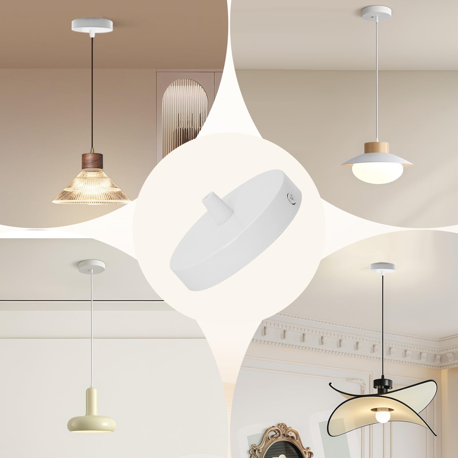 Baldaquino de techo blanco, cubierta robusta para conexión de lámpara en el techo, rosetón de techo redondo, baldaquino para lámpara para candelabro, ideal para bares, dormitorios, apartamentos